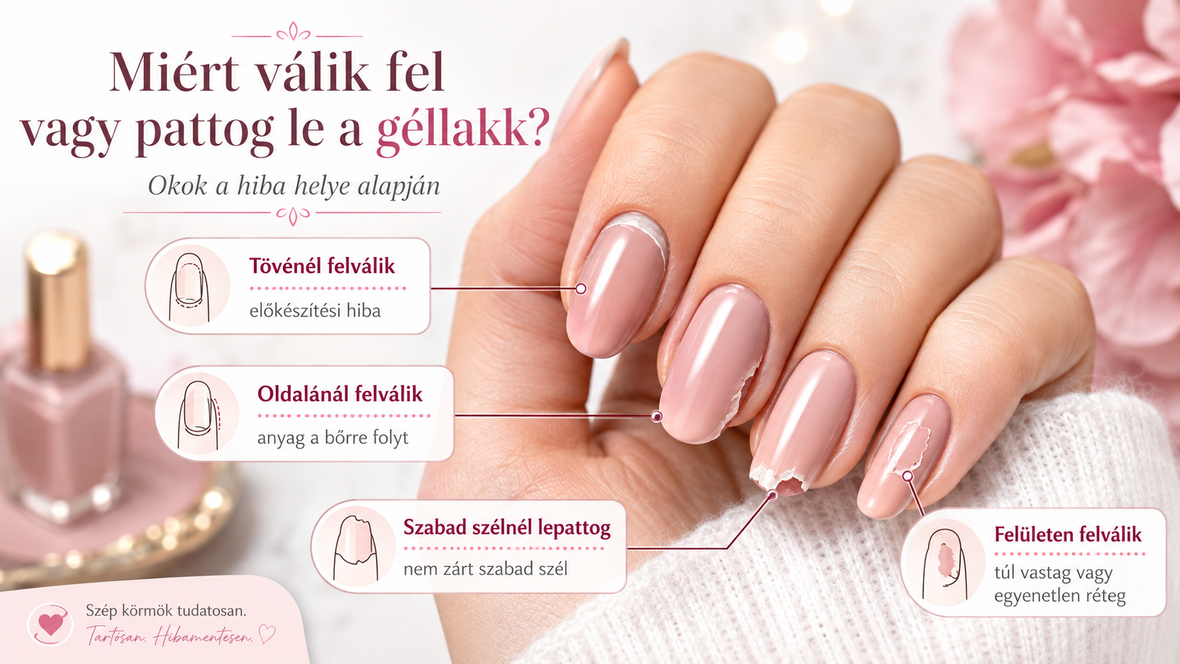 Miért válik fel vagy pattog le a géllakk? Okok a hiba helye alapján