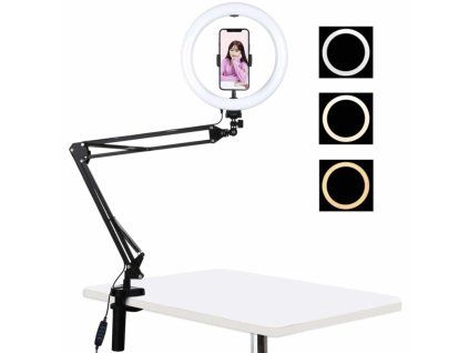 Puluz körlámpa / szelfi lámpa telefontartóval - Körlámpa+hálózati adapter+teleszkópos tripod